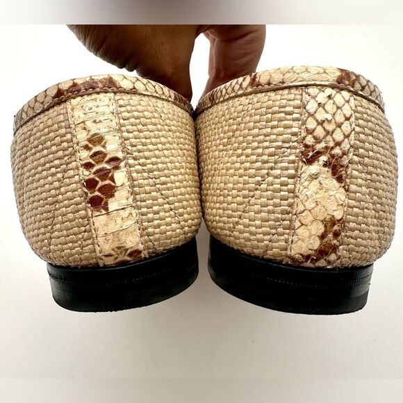 Gucci Jordaan Quilted Loafers Raffia Elaphe Straw Matelasse Horsebit EU38.5US8.5 - Picture 10 of 12